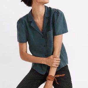 Madewell XS Silk Puff-Sleeve Camp Shirt
